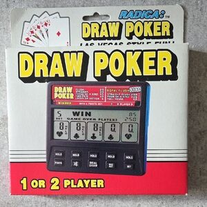 Vintage RADICA Draw Poker Electronic Game - Yellow/Black/Red